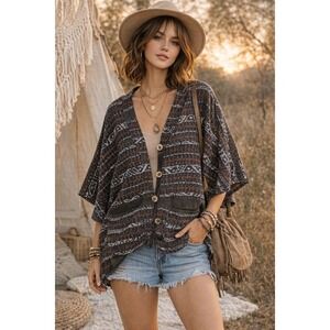 Endless Knot Art Womens Shirt Jacket Oversized Button Up One Size